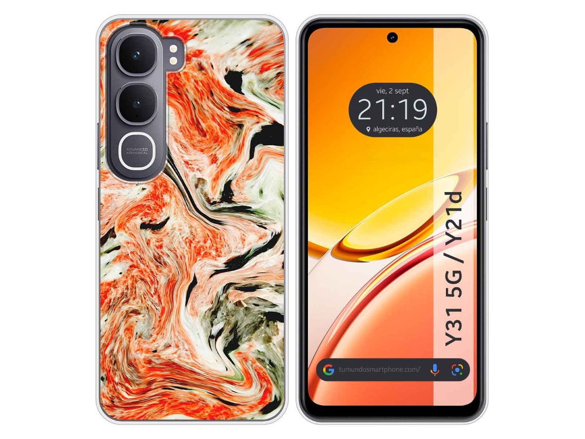 Capa Tumundosmartphone De Silicone Para Vivo Y31 5g / Y21d Com Estampa De Mármore 12 Padrões