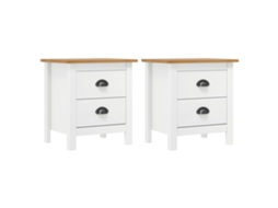Vidaxl Mesas Cabeceira Hill 2 Pcs 46x35x49,5cm Pinho Branco