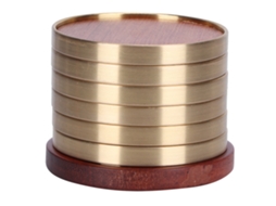 Conjunto de 6 Guardanapos de Chá de Madeira com Prato Base, Cerimônia Chá, Isolante, Rosewood