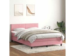 Vidaxl Cama Com Molas/colchão 160x220 Cm Veludo Rosa