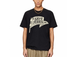 Rockinstone Ferris Bueller's Day Off Save Ferris Pennant Black Adult T-shirt Size:l