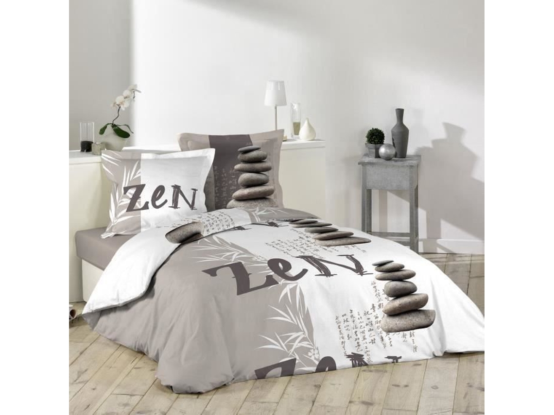 Conjunto de Edredão 100% Algodão 240X220 Galets Zen DOUCEUR D'INTERIEUR