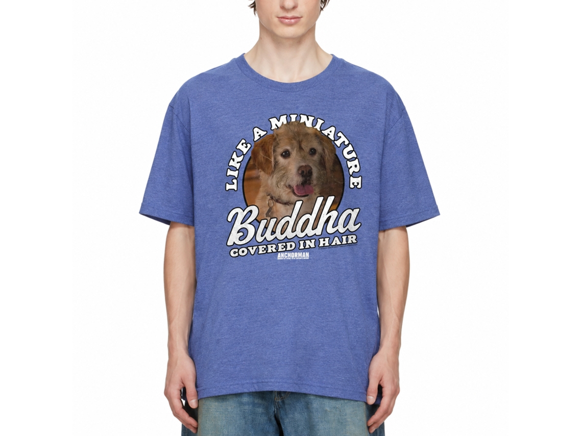 Rockinstone Anchorman Movie Miniature Buddha Heather Royal Adult T-shirt Size:xxl