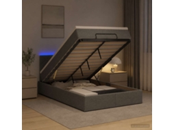 Vidaxl Cama Ottoman Com Colchão E Led Cinzento-escuro 120 X 190 Cm