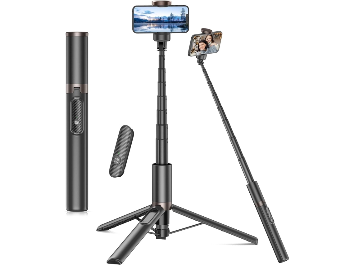 Lurelia Tripé Para Selfie Com Controlo Remoto, Extensível, Até 8,8 Cm, Rotação 360°, Para Telemóvel, Em Alumínio, Rosa