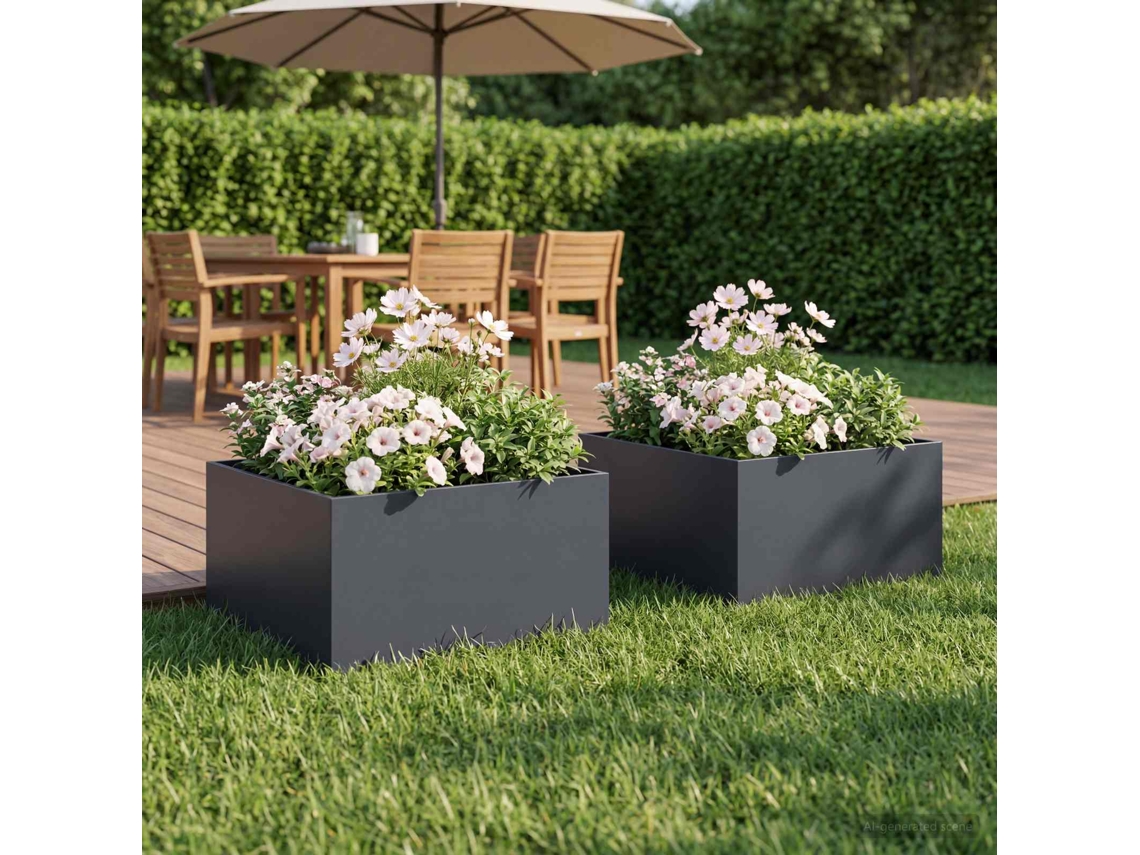 Vidaxl Vaso De Jardim 2 Unid. Antracite 60 X 60 X 30 Cm