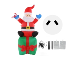 Decoração Inflável de Natal Papai Noel 180cm com Luzes LED