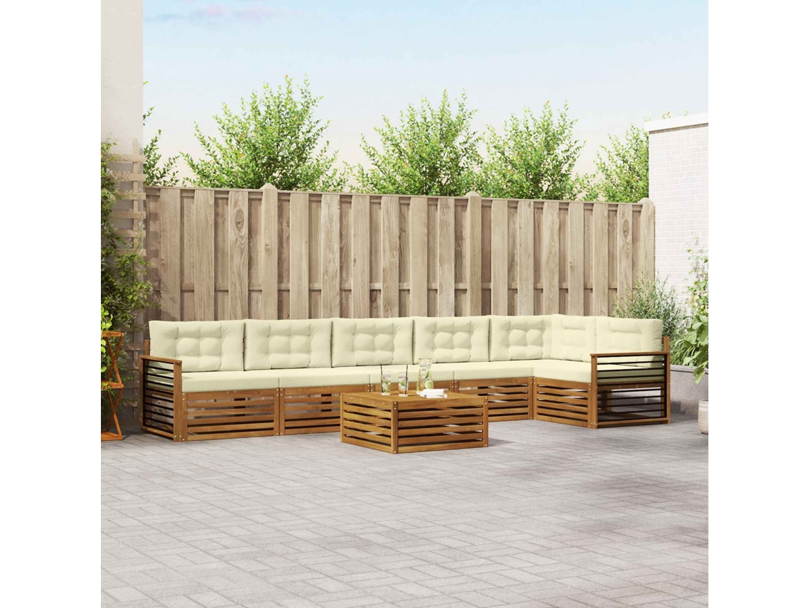 Vidaxl Conjunto De Sofás Para Exterior 7 Pcs Natural E Creme