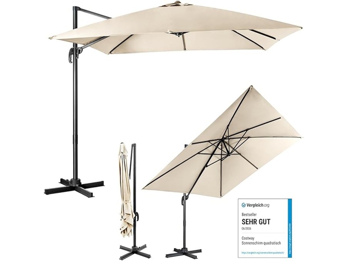 Mini toldo Quadrado COSTWAY 3 Posições 3x3 Bege