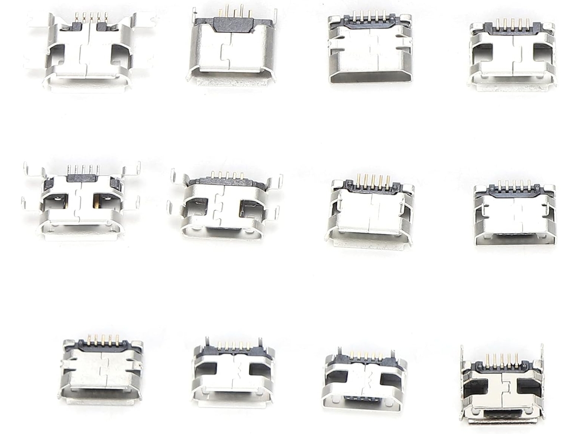 Kit Com 60 Conectores Smd Mini Usb Em Aço Inoxidável, Componentes Duráveis