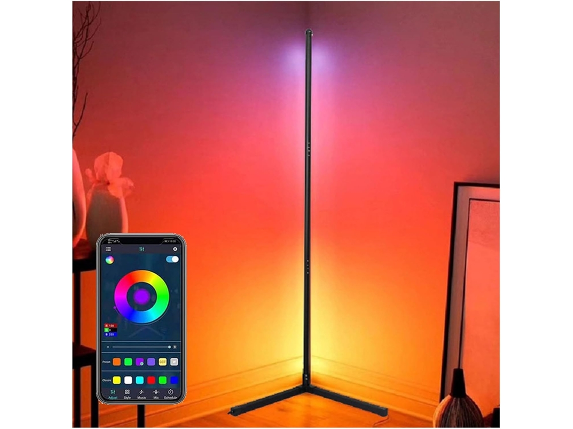 Luminária de Chão de Canto para Sala de Estar com 150 Leds Rgb, Luz Ambiente Inteligente para Quarto Nórdico. SFUSHOS