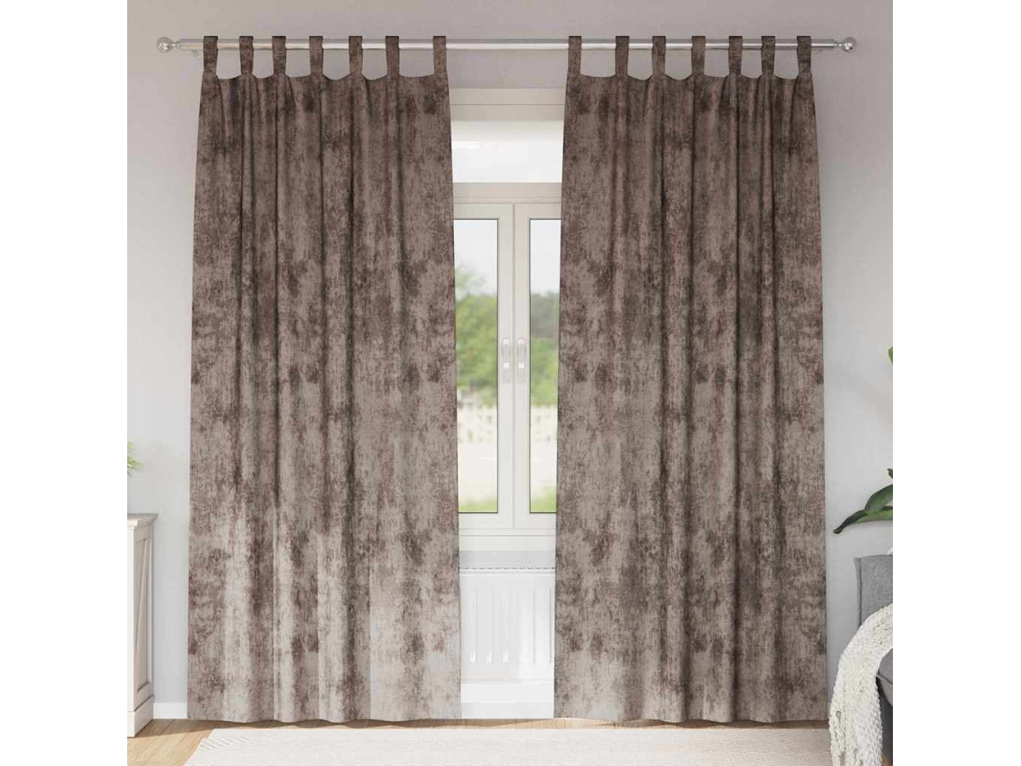 Vidaxl Cortinas De Veludo 2 Unid. Cappuccino 245 X 140 Cm Veludo