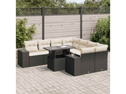Vidaxl 9 Pcs Conjunto de Sofás P/ Jardim C/ Almofadões Vime Pe Preto