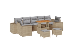 Conjunto 10 Móveis De Jardim Vidaxl Bege Madeira De Acácia Maciça (331 X 145 X 85 Cm)
