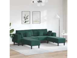 Vidaxl Sofá 3 Unid. Verde Escuro Veludo