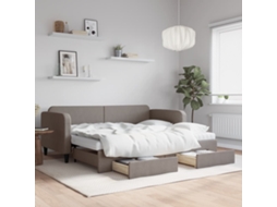 Vidaxl Sofá-cama C/ Gavetão/gavetas 90x200 Cm Tecido Cinza-acastanhado