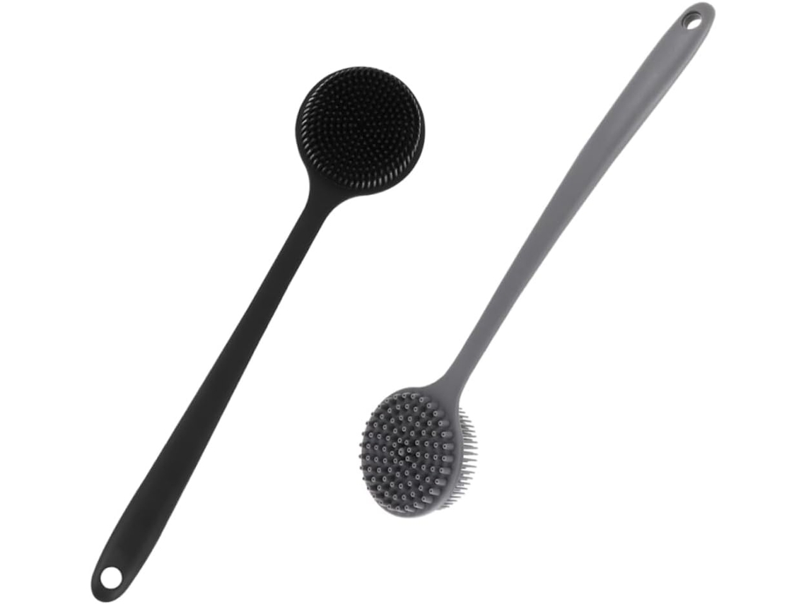 Lurelia Conjunto De 2 Escovas De Silicone Para Duche, Silicone Macio, Cabo Longo E Com Argola, Banho Relaxante Confortável