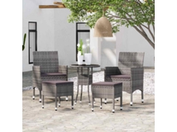 Vidaxl 5 Pcs Conjunto Lounge Para Jardim Vime Pe Cinzento