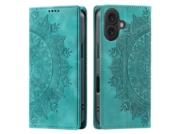 Capa Em Couro Pu Magnético Para Apple Iphone 16 - Verde Menta