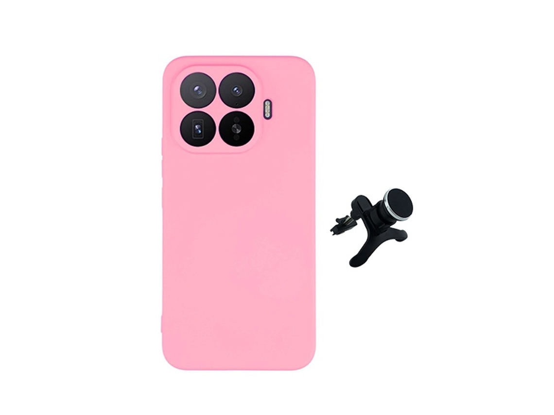 Kit Suporte Magnético Reforçado Capa Silicone Líquido Phonecare Para Xiaomi 17t 5g - Rosa