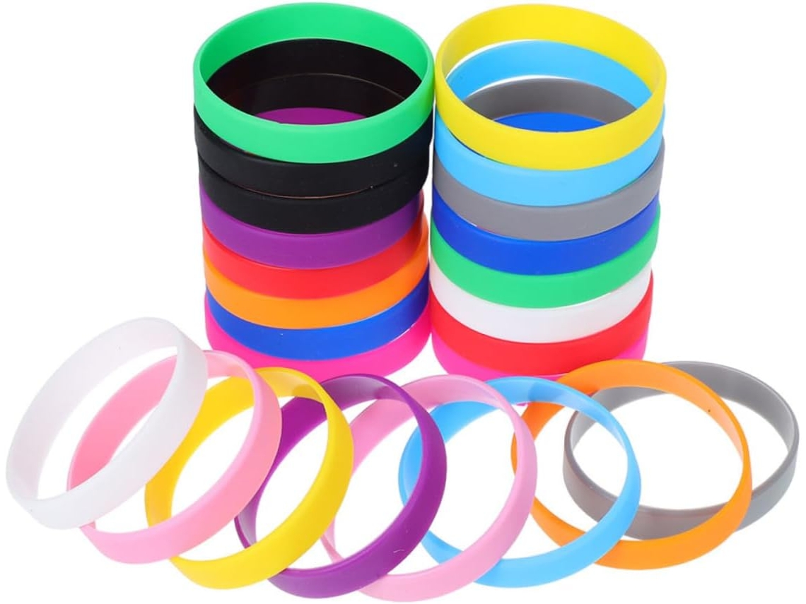 Pulseiras de silicone para crianças, 48 peças, unissex, leves.