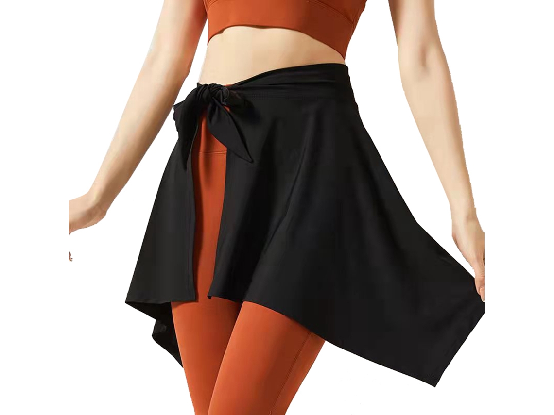 Saia Esportiva de Poliéster Macia Absorvente para Yoga Fitness com Laço Preto One Size | S/MARCA