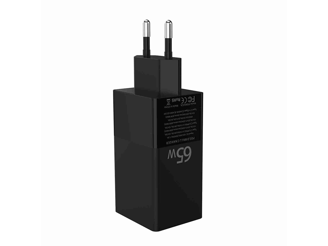 Carregador Usb C 65w 3 Portas Pd Carregador Rápido Para Laptop, Iphone, Galaxy