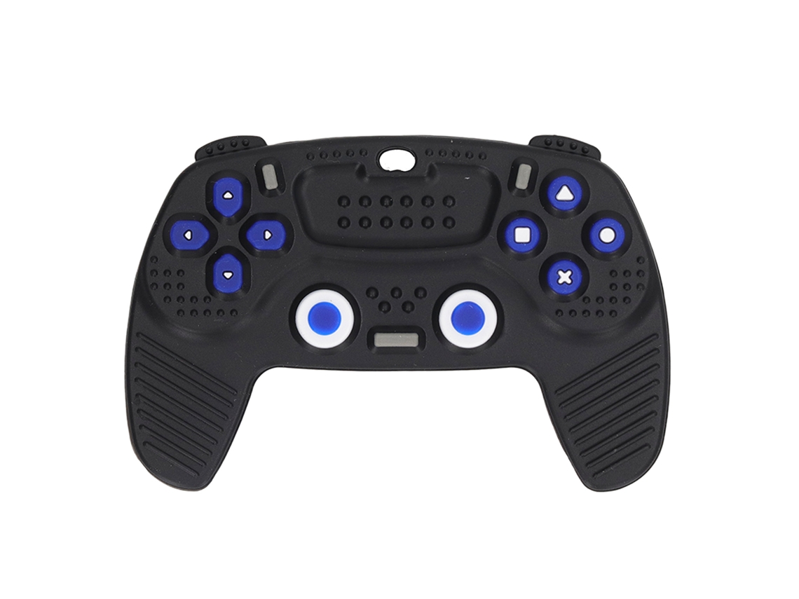 Mali mordedor de Silicone Macio Controle de Jogo para Bebê com Botões Diversos e Design Simulador Preto