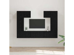 Vidaxl Conjunto de Móvel de Tv 7 Pcs Carvalho Preto Madeira Processada