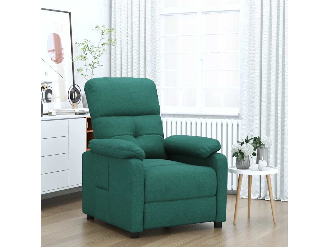 Vidaxl Poltrona Reclinável Tecido Verde-escuro