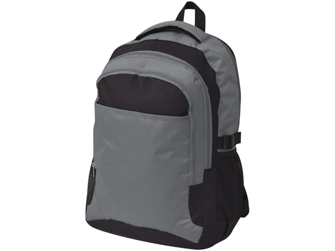 vidaXL Mochila escolar 40 L preto e cinzento