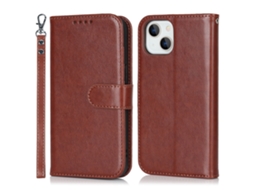 Capa Para Iphone 14 Pele Sintética Castanho