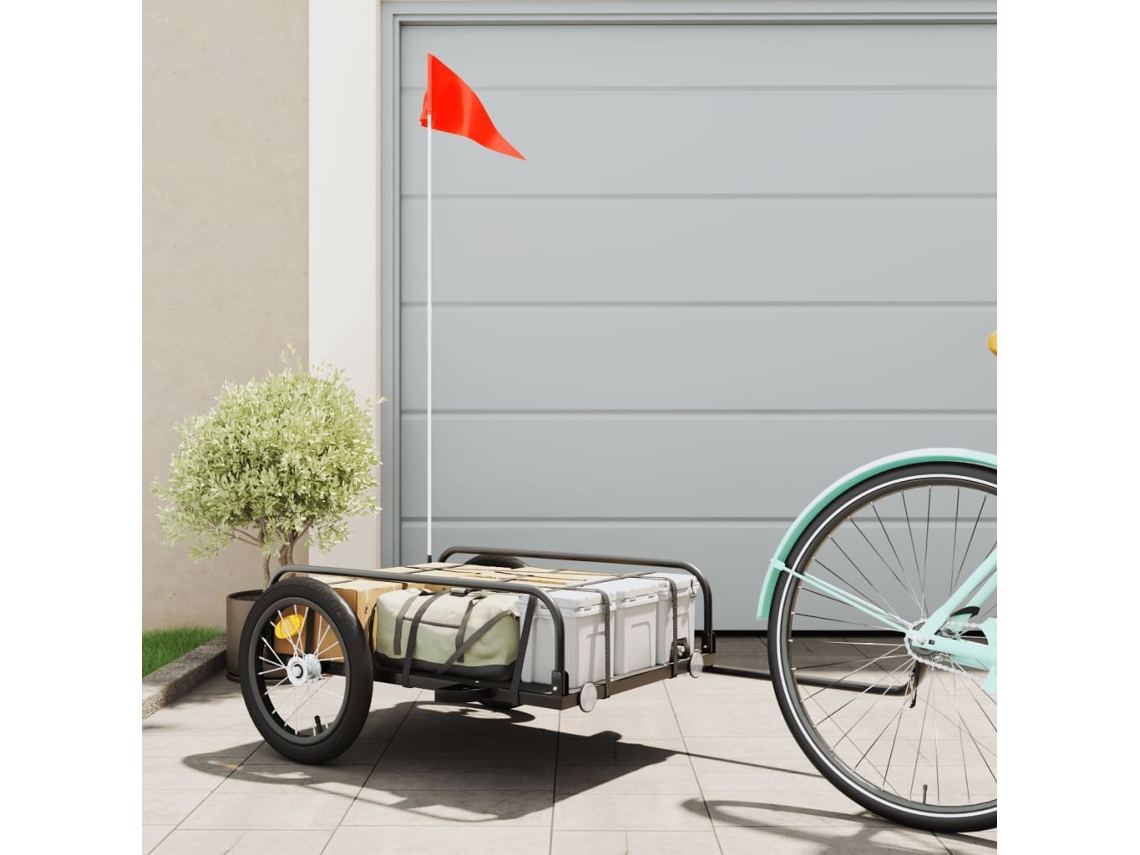 Vidaxl Reboque Para Bicicleta 126x63x34 Cm Ferro Preto