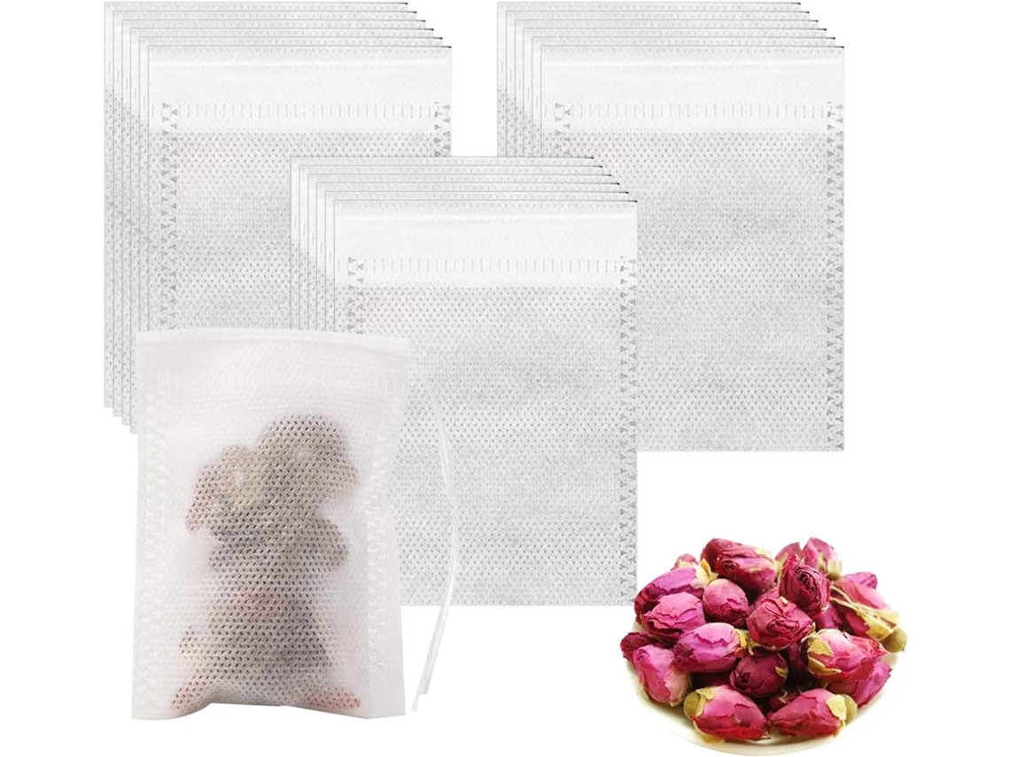 200 Saquinhos De Chá Com Cordão, Em Tecido Não Tecido, Compatíveis Chás A Granel, Aromatizados, Especiarias, Baunilha, Lavanda E Café (7 X 9