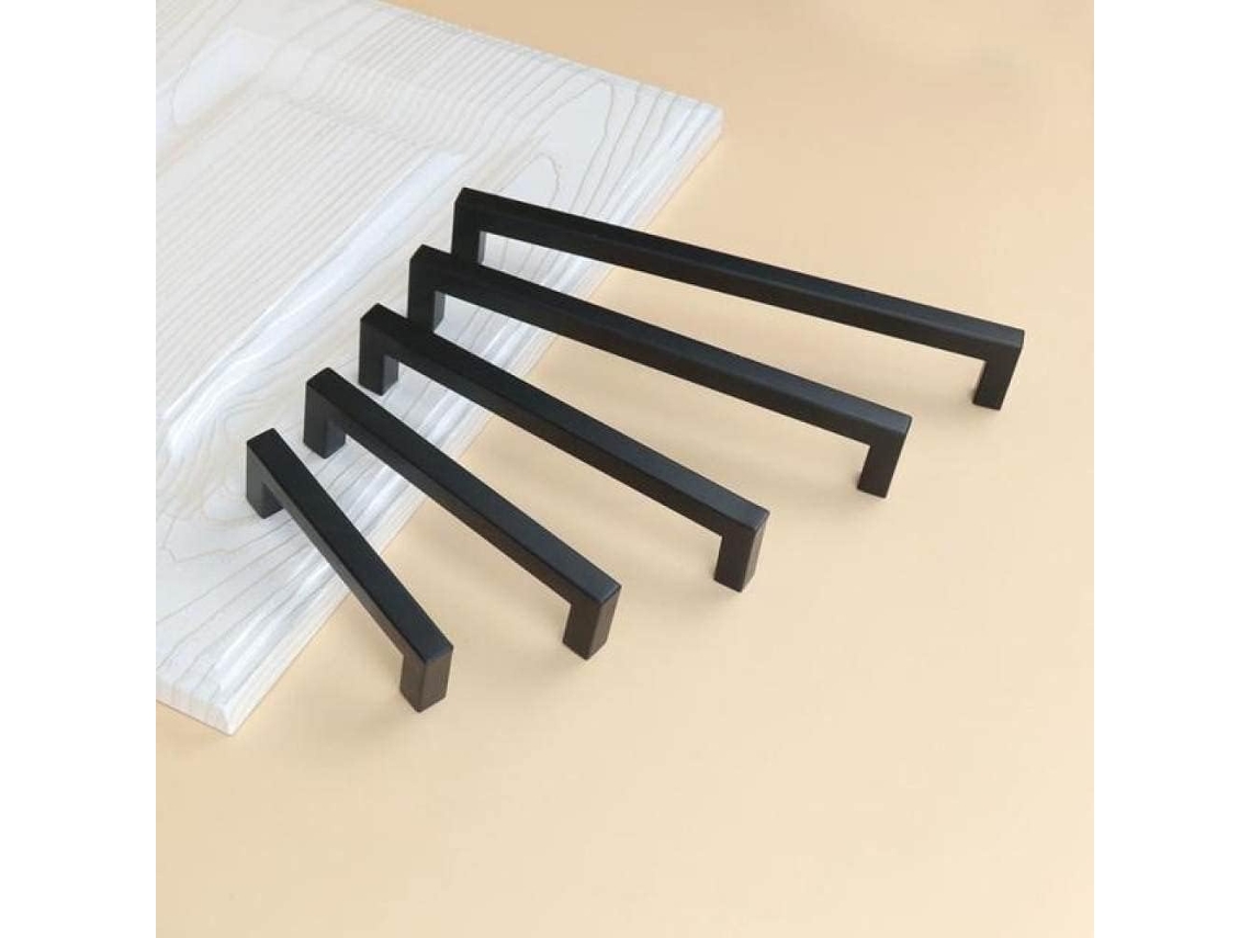 Puxadores De Armário Pretos Quadrados Em Aço Inoxidável, Com Espaçamento De 3 A 15 Polegadas Entre As Portas E 224 Mm (3-15 Polegadas).