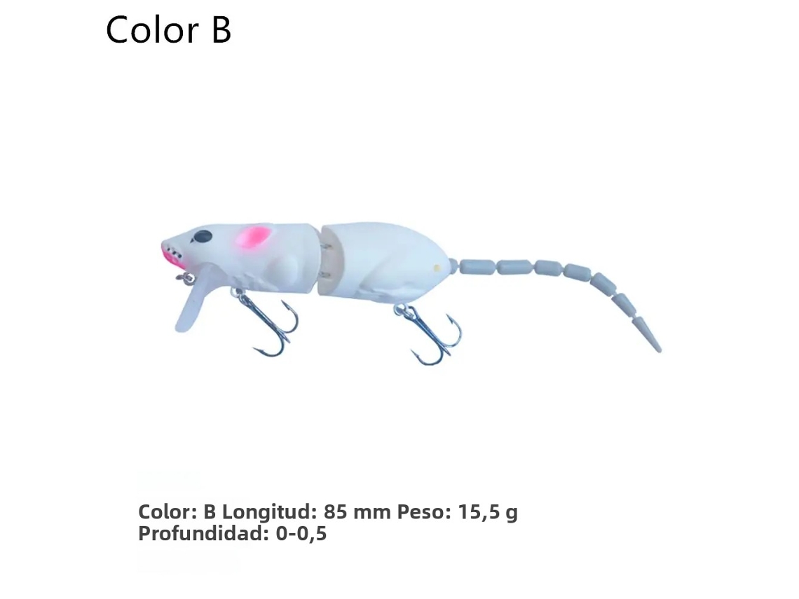 Isca artificial de plástico formato peixe rato MDUG 15,5cm, flutuante (estilo B)