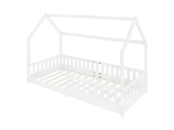 Cama de crianças ML-Design 90x200cm cor blanco  com ripas de pinho em forma de casa