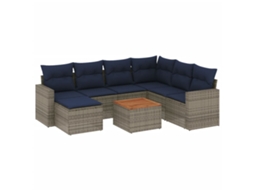 Conjunto de Sofá de Jardim, 8 Peças, Almofadas, Rattan Cinza MAISON EXCLUSIVE