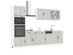 Vidaxl 7 Peças Armário De Cozinha Conjunto Kalmar Cinza Sonoma