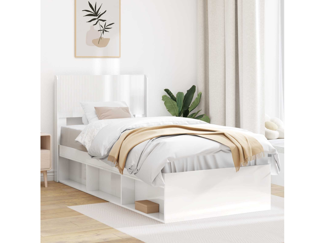 Vidaxl Cabeceira Branco Brilhante Pb