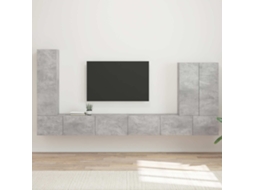 Vidaxl Conjunto De Gabinete De Parede Para Tv 6 Unid. Cinzento