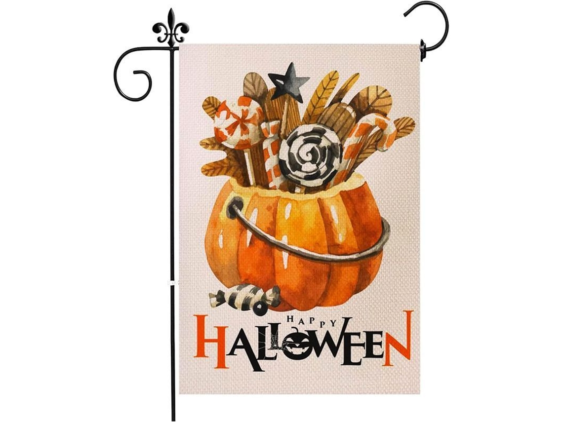 halloween garden flag by linho duas faces abóbora engraçada outono