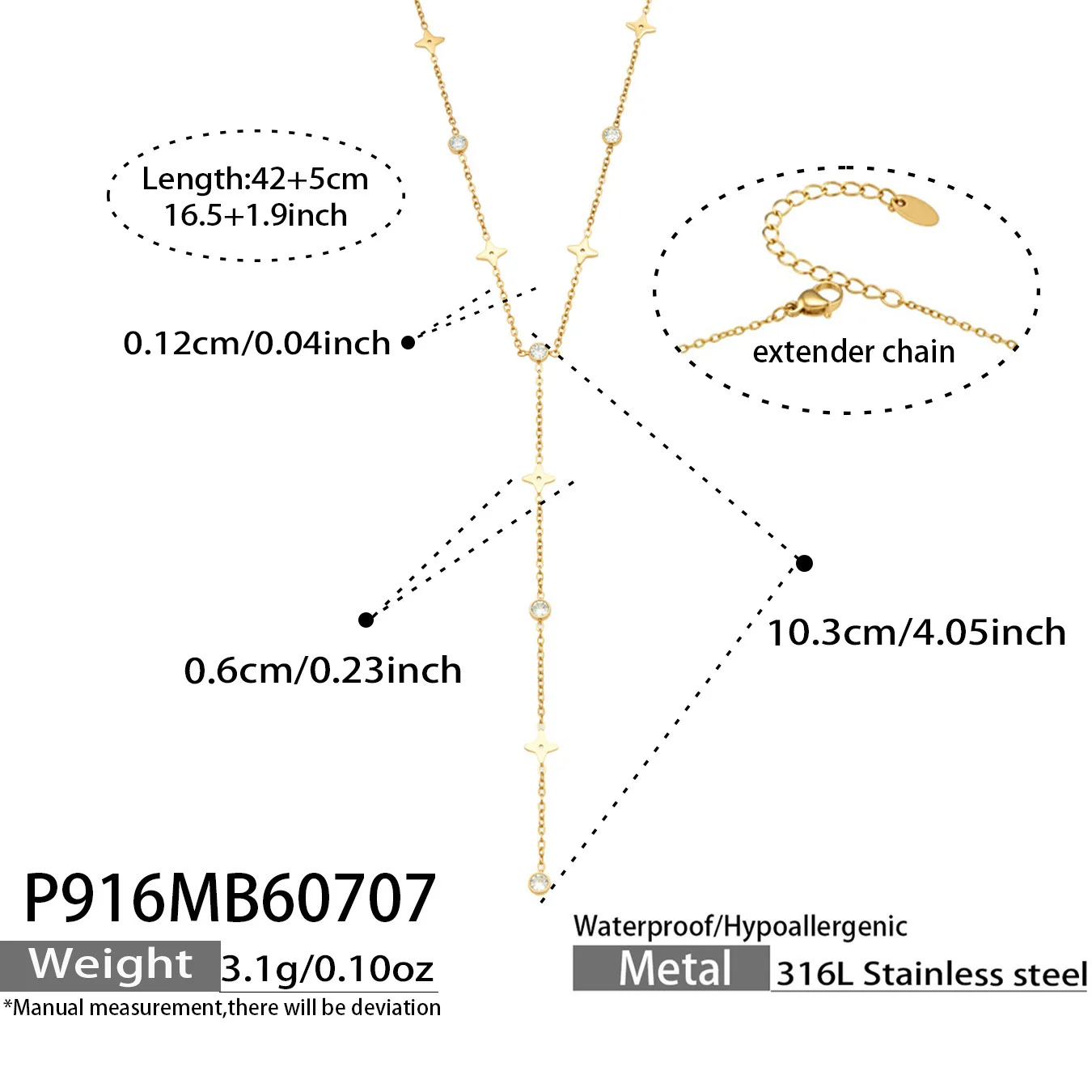Colar Com Pingente Em Forma De Gota Em Y Feito De Zircônia, Banhado A Ouro Para Um Visual Luxuoso.