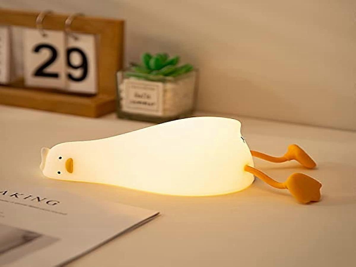 Lurelia Abajur Infantil em formato de pato, feito de silicone livre de BPA e recarregável via USB, ideal para bebês e crianças.