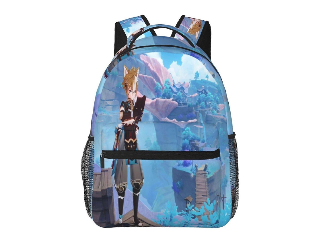 Mochila Genshin Impact J10 Para Estudantes, Leve E Estilosa, Impermeável E Com Alça De Ombro Ajustável.