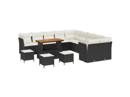 Conjunto 14 Sofá De Jardim Vidaxl Preto Vime Pe (110 X 55 X 71 Cm)