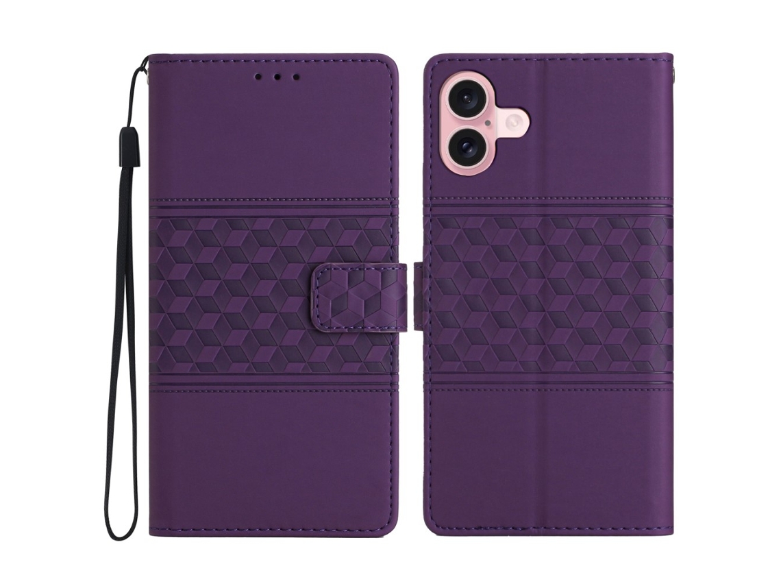 Capa Em Couro Pu, Roxo, Para Apple Iphone 16