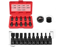 Kit De 10 Chaves 12 Pontas, Encaixe Quadrado Universal 3/8" M16