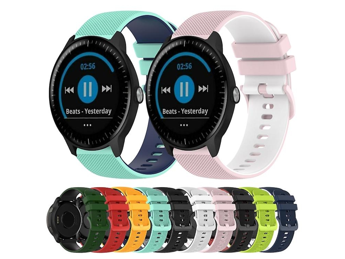 Bracelete de Smartwatch para Garmin Vivoactive3 Music 20Mm Faixa de Relógio de Silicone Quadriculada de Azul Escuro-Branco VENISYMLIS