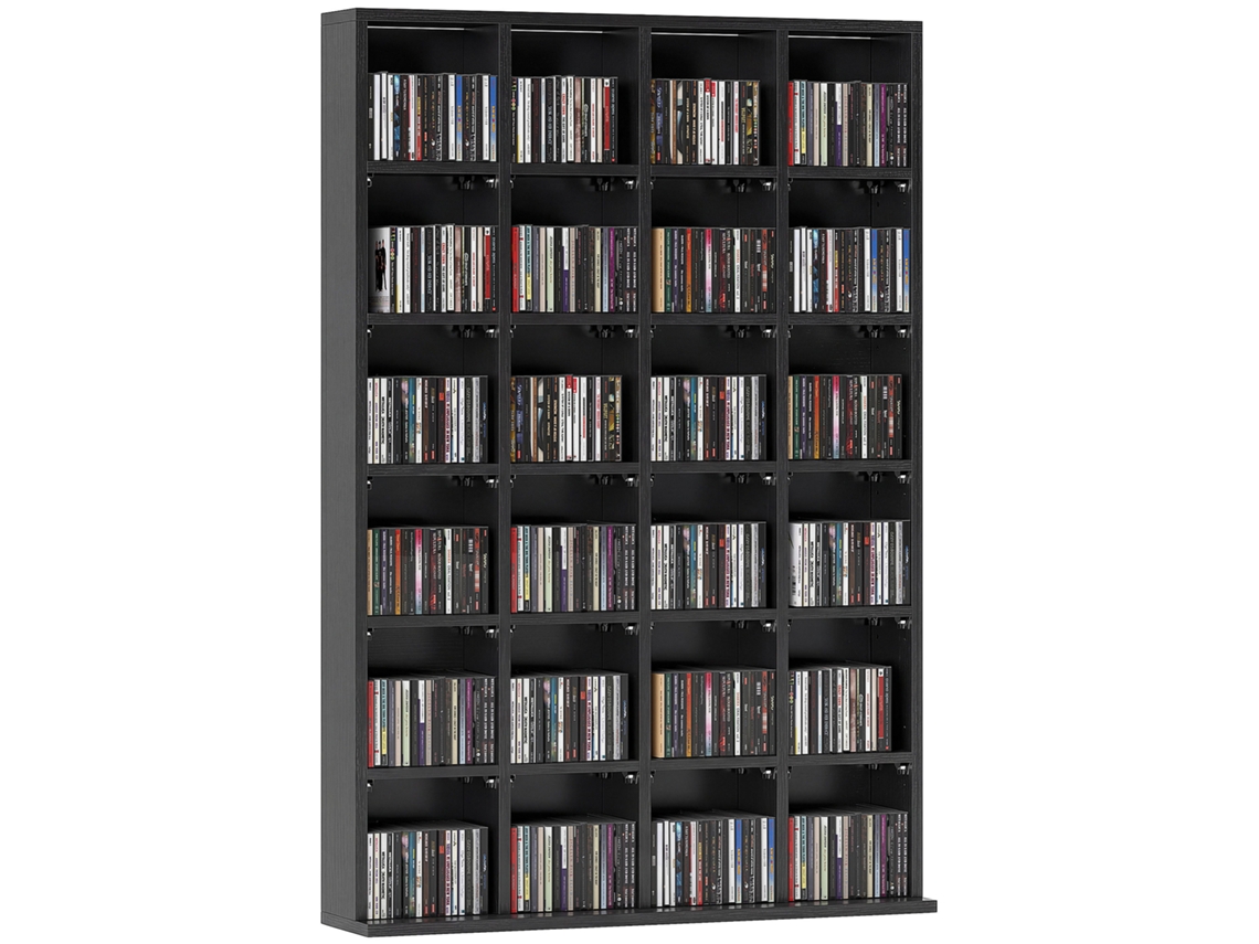 Armário Multimídia 456 CDs 336 DVDs Madeira com Prateleiras Ajustáveis 89x130,5cm preto BTFORUS